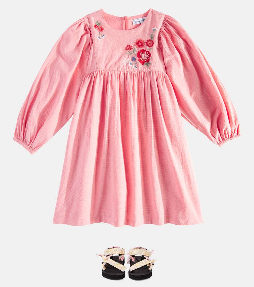 Tartine Et Chocolat Embroidered Gingham Cotton Dress In Pink