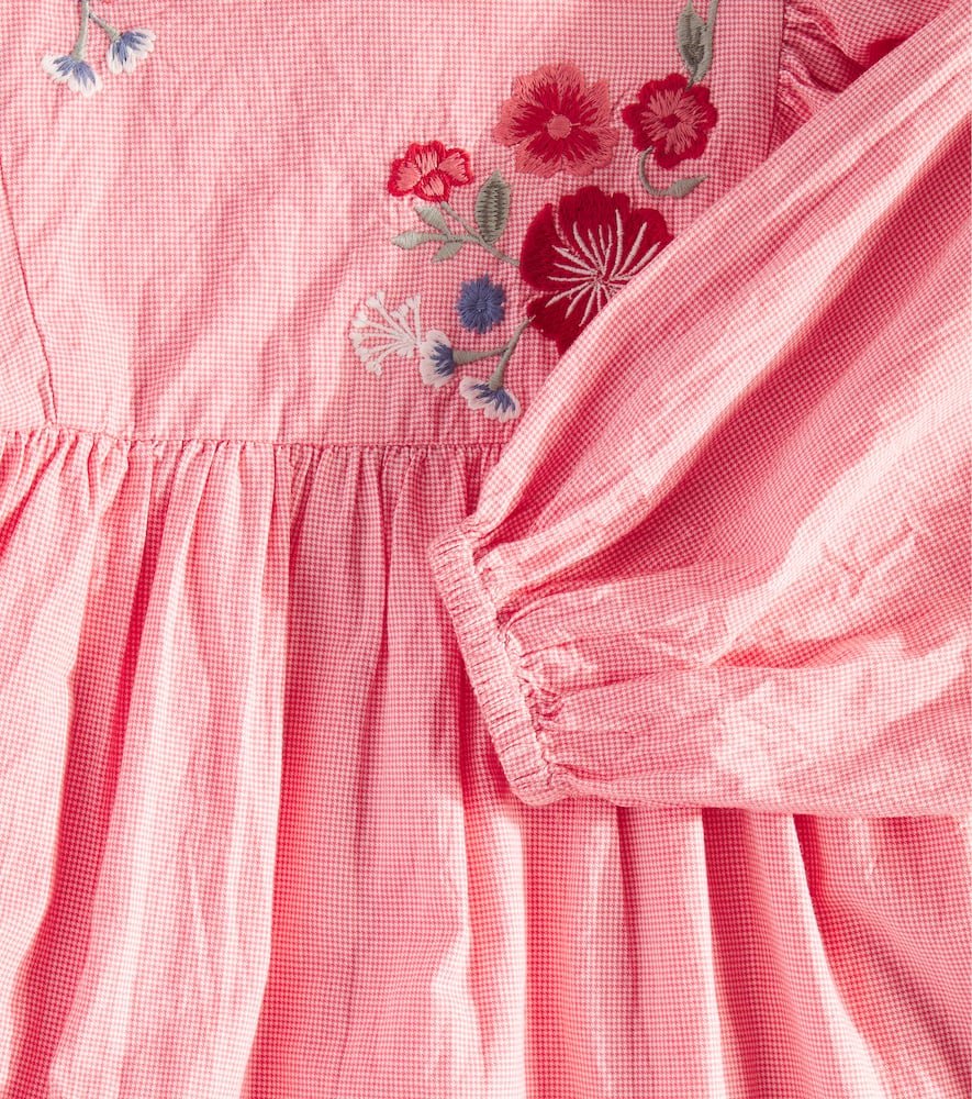 Tartine Et Chocolat Embroidered Gingham Cotton Dress In Pink