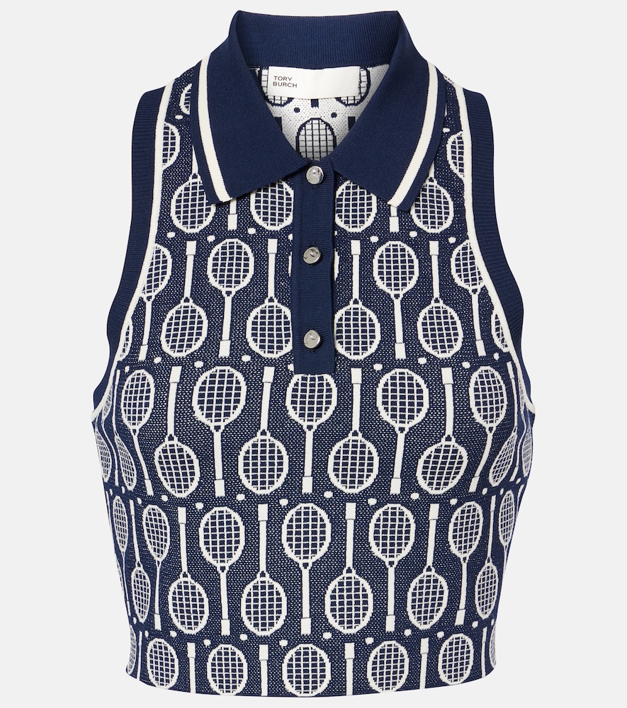 Tory Sport Polo cropped a intarsio