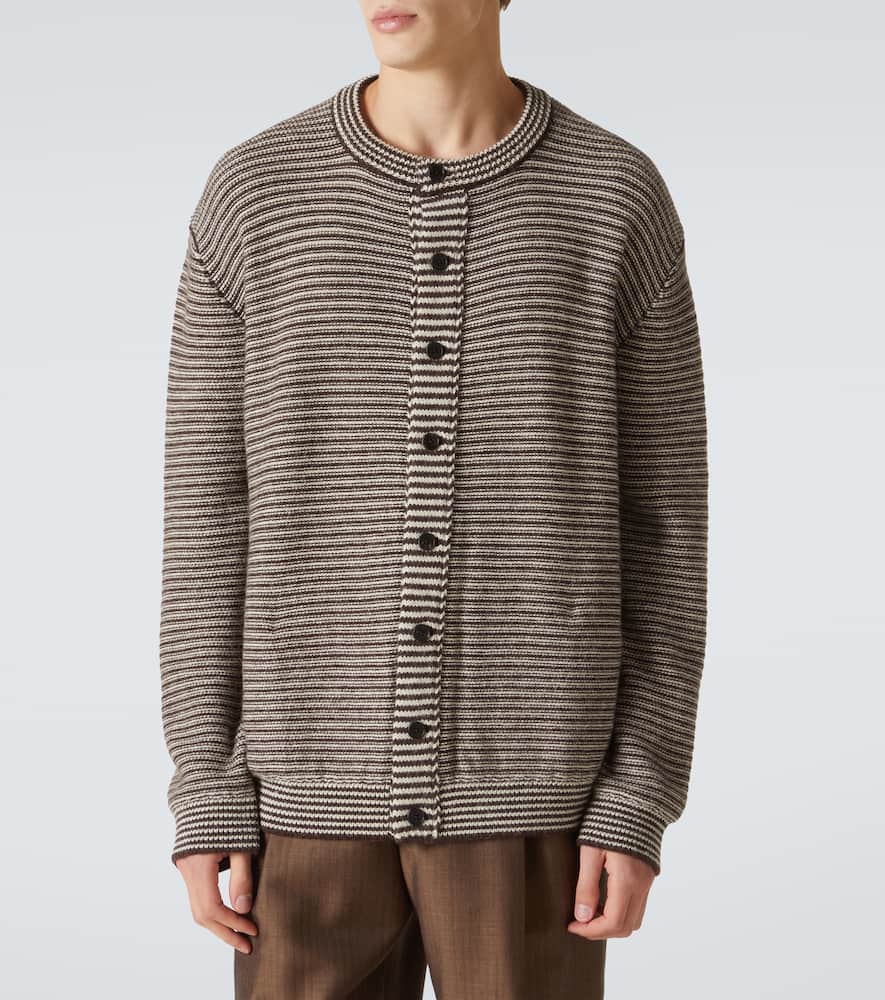 The Row Doyle Striped Alpaca Cardigan In Brown