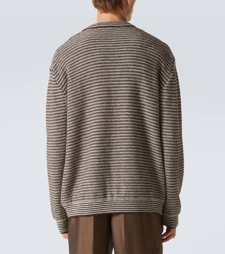 The Row Doyle Striped Alpaca Cardigan In Brown