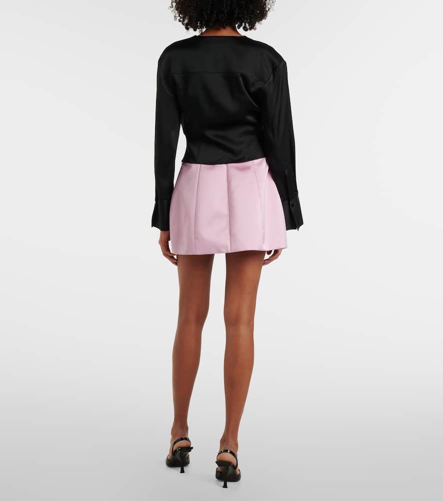 Blumarine Envers Draped Satin Top In Black