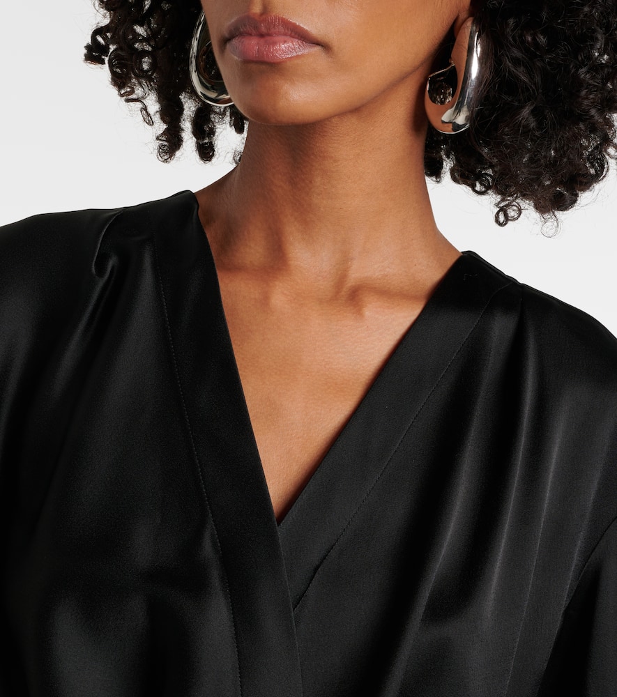 Blumarine Envers Draped Satin Top In Black