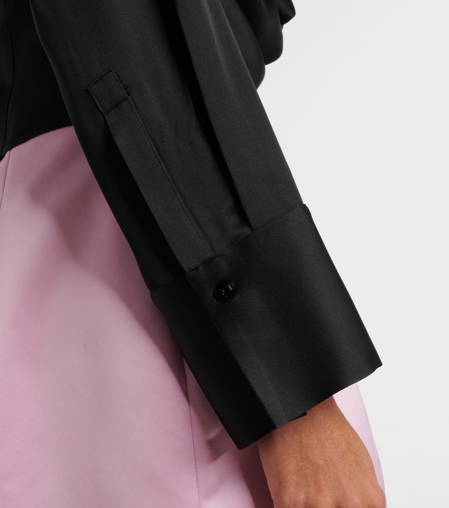 Blumarine Envers Draped Satin Top In Black