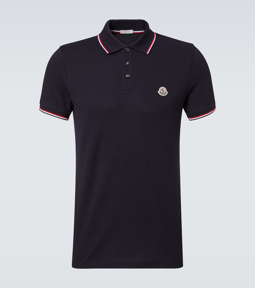 Moncler Cotton Polo Shirt With Logo In Navy