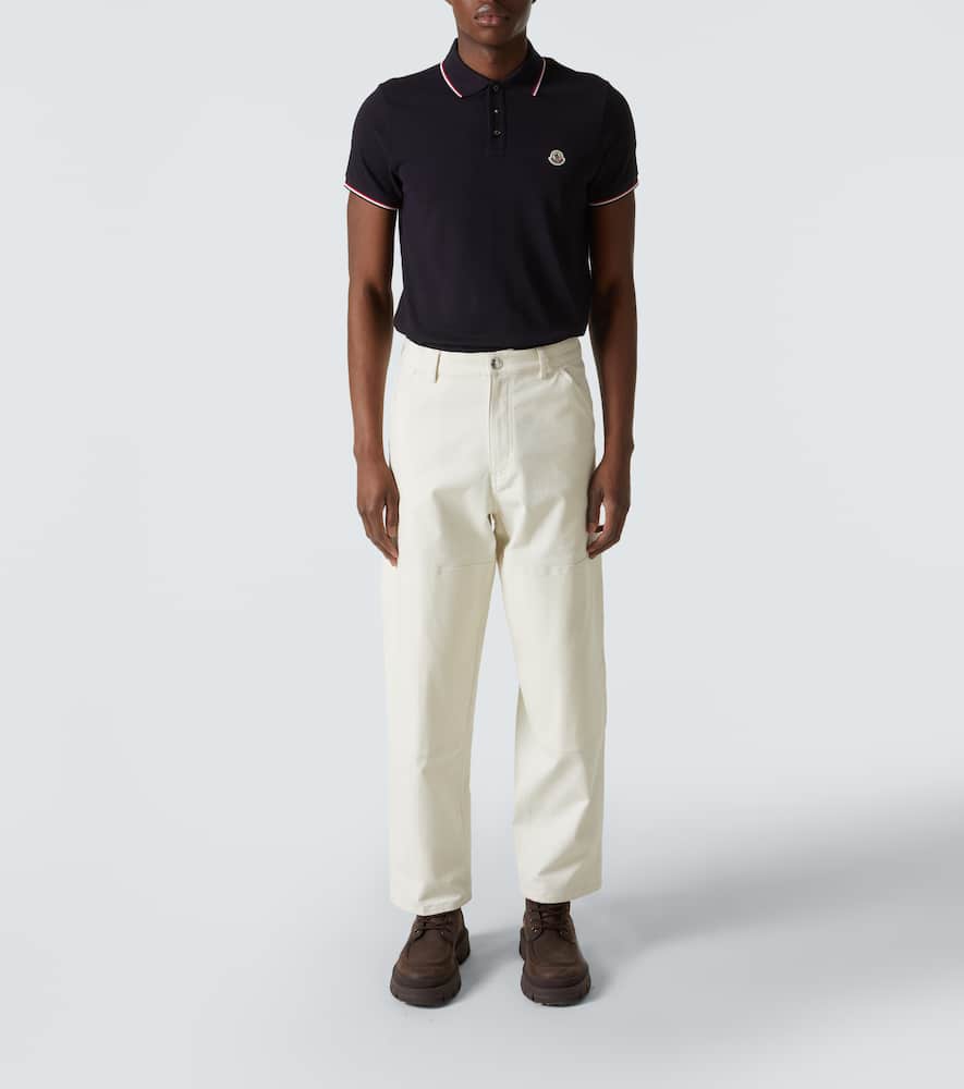 Moncler Cotton Polo Shirt With Logo In Navy