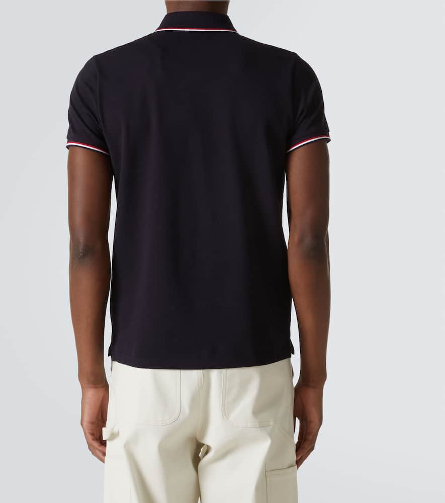 Moncler Cotton Polo Shirt With Logo In Navy