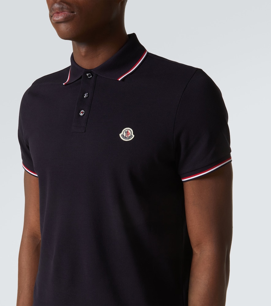 Moncler Cotton Polo Shirt With Logo In Navy
