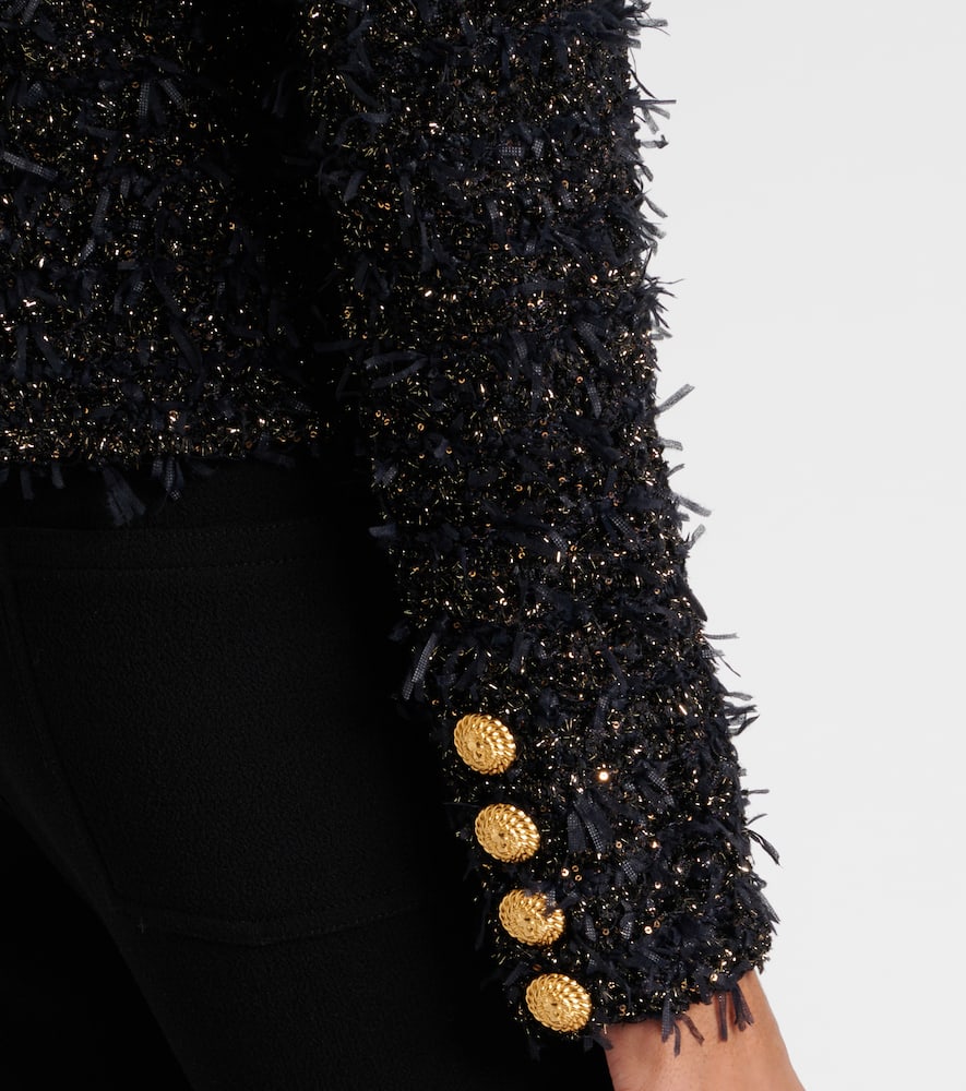Shop Balmain Lamé Tweed Jacket In Schwarz