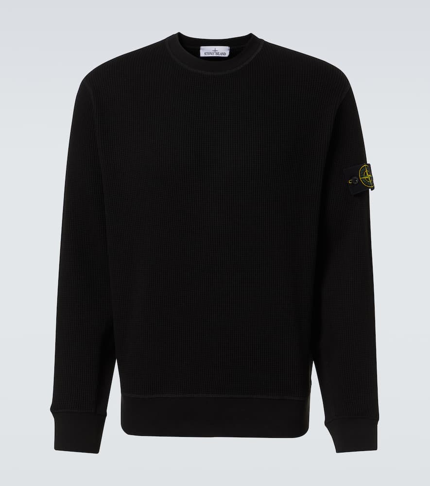 Stone Island Compass-badge Cotton Sweatshirt In Black