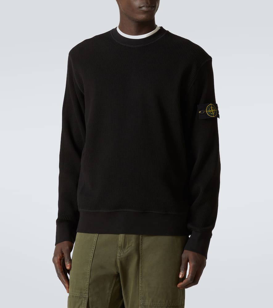 Stone Island Compass-badge Cotton Sweatshirt In Black