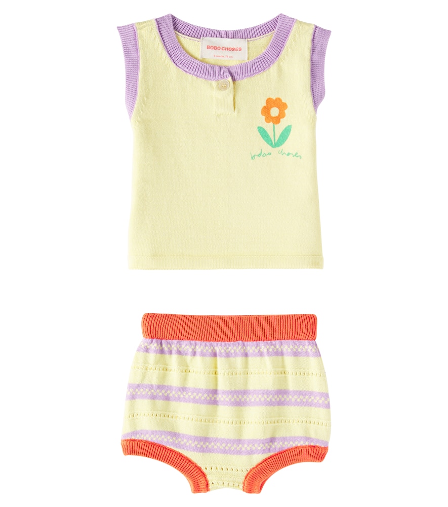 Bobo Choses Baby Flower Cotton Top And Shorts Set In Multicoloured