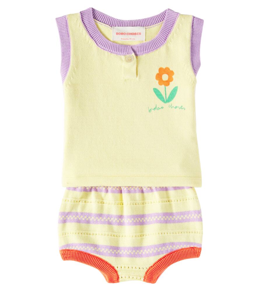 Bobo Choses Baby Flower Cotton Top And Shorts Set In Multicoloured