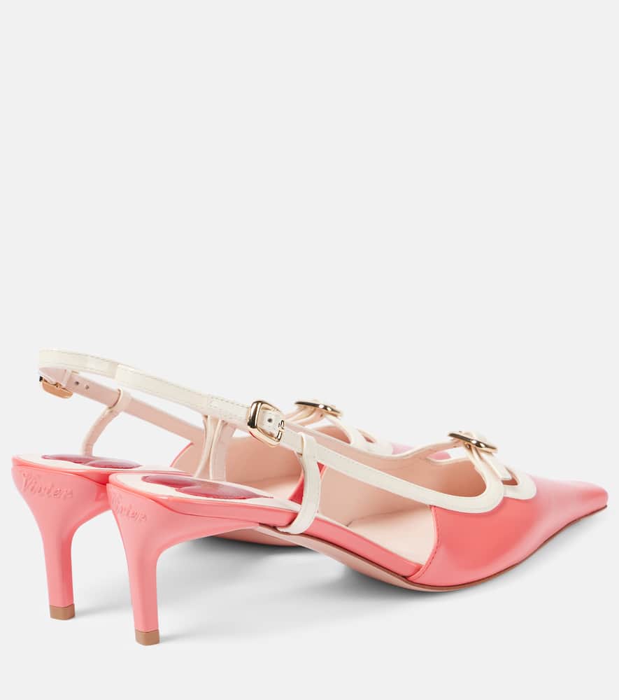 Roger Vivier Viv' Canard 55 Leather Slingback Pumps In Porcelaine Rose + Cire