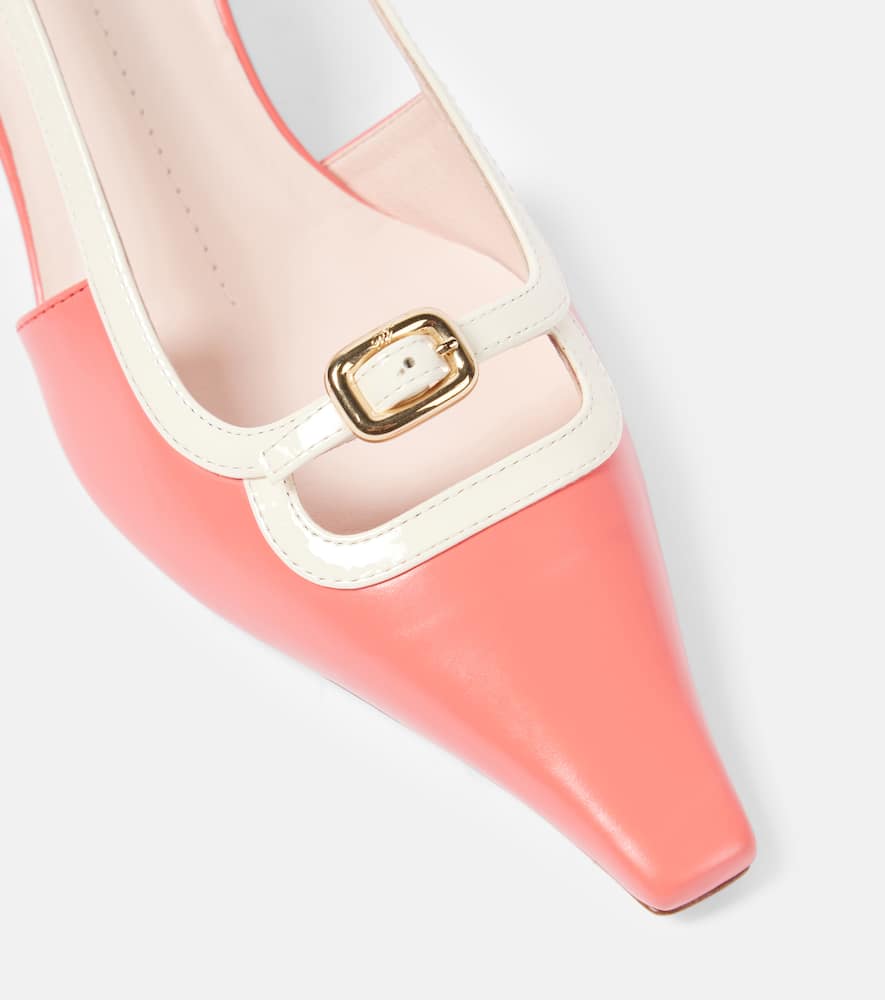 Roger Vivier Viv' Canard 55 Leather Slingback Pumps In Porcelaine Rose + Cire
