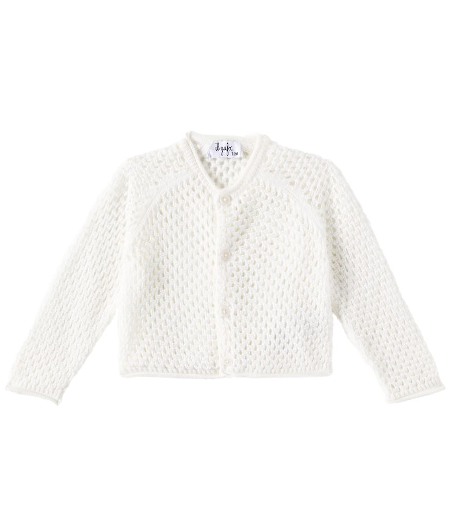Il Gufo Baby Open-knit Cotton Cardigan In White