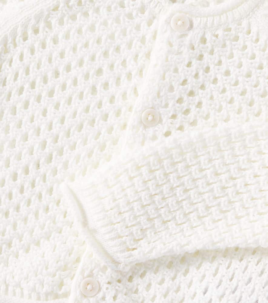 Il Gufo Baby Open-knit Cotton Cardigan In White