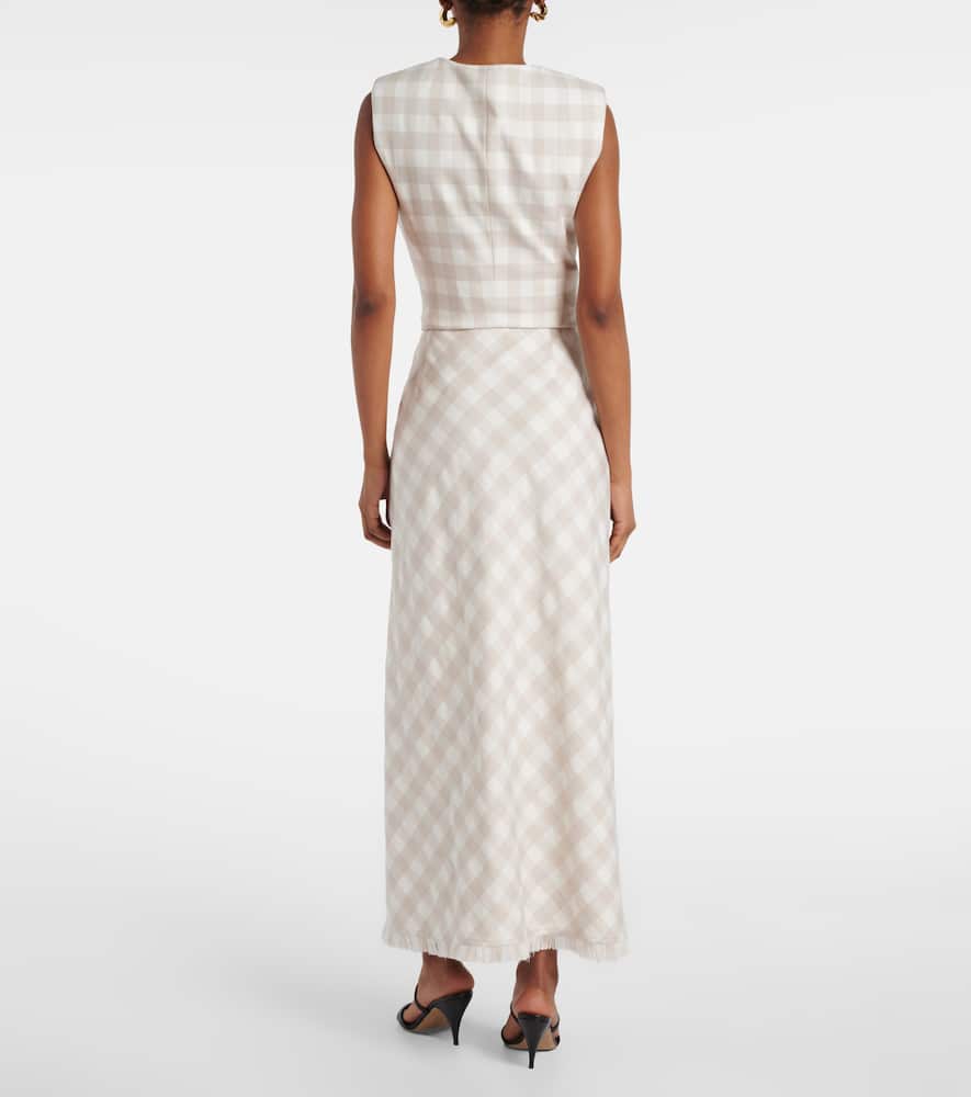 Simkhai Noelle Checked Maxi Skirt In Beige