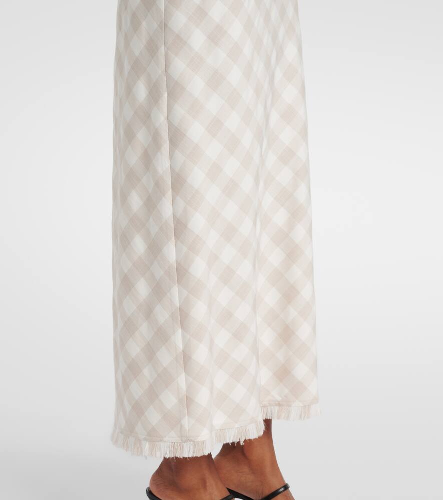 Simkhai Noelle Checked Maxi Skirt In Beige