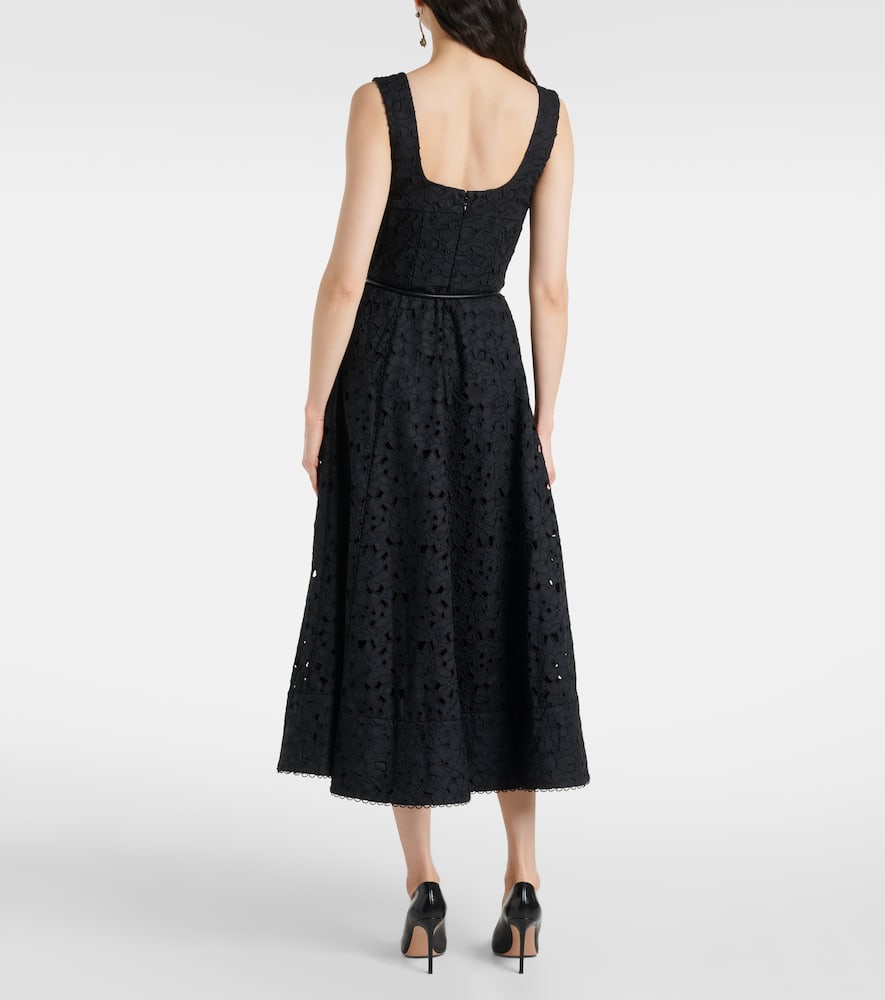 Rebecca Vallance Kitsu Broderie Anglaise Midi Dress In Black