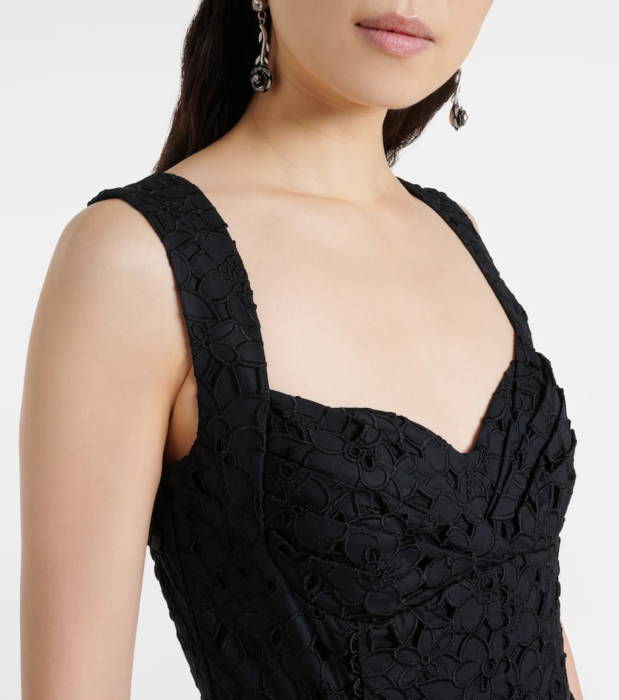 Rebecca Vallance Kitsu Broderie Anglaise Midi Dress In Black