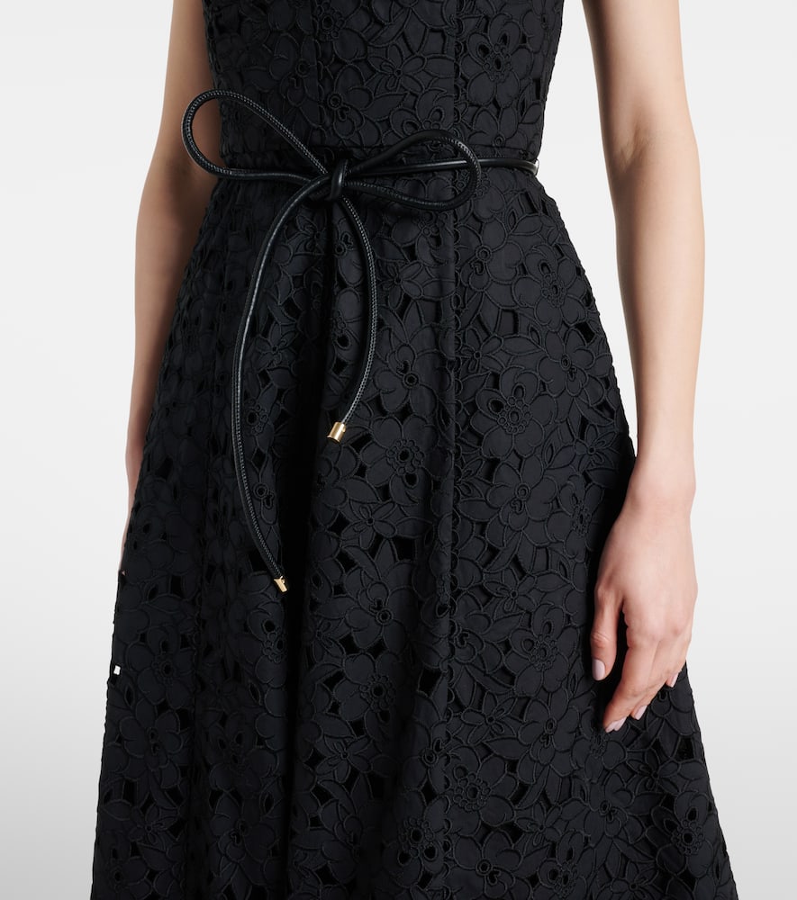 Rebecca Vallance Kitsu Broderie Anglaise Midi Dress In Black