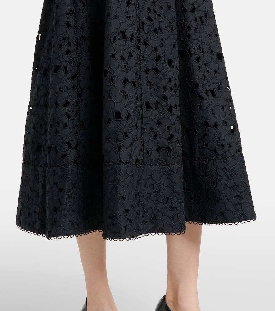 Rebecca Vallance Kitsu Broderie Anglaise Midi Dress In Black