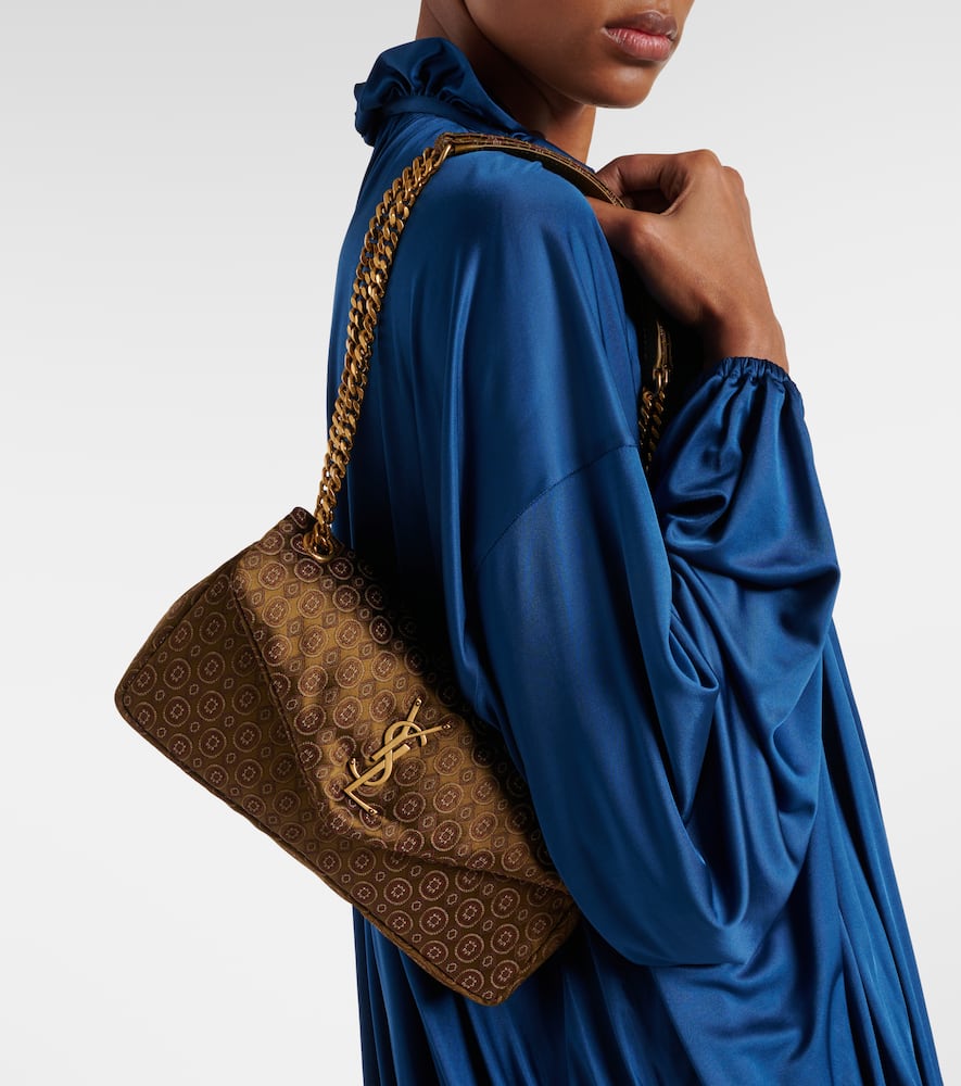 Saint Laurent Calypso Small Jacquard Shoulder Bag In Green