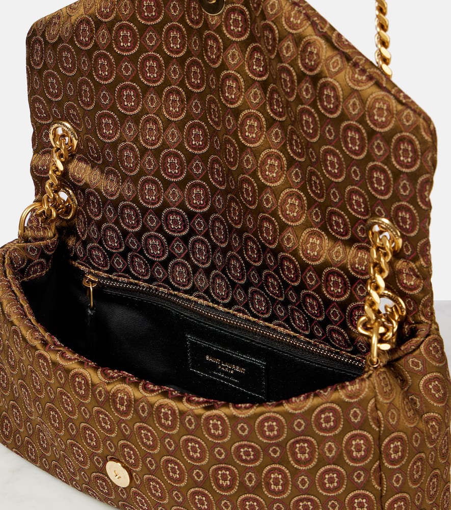 Saint Laurent Calypso Small Jacquard Shoulder Bag In Green