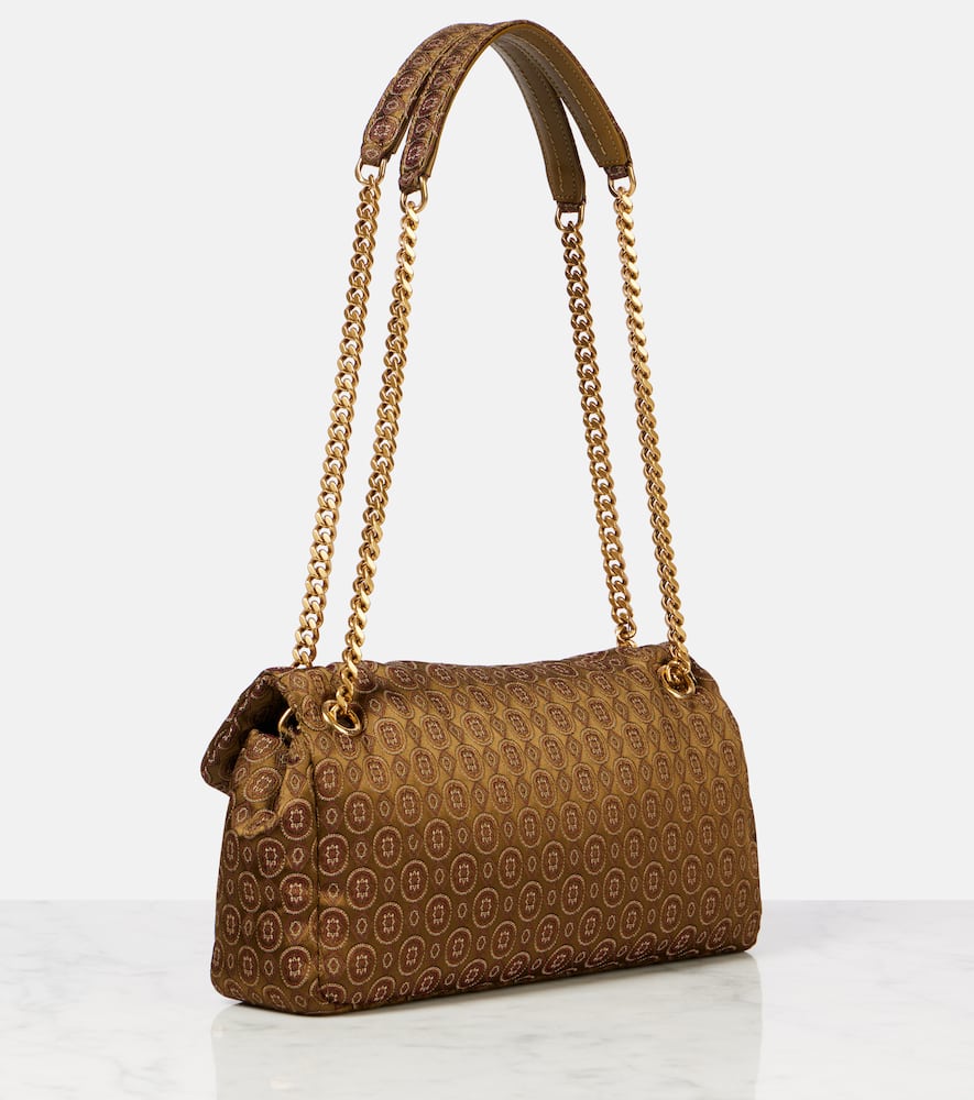 Saint Laurent Calypso Small Jacquard Shoulder Bag In Green