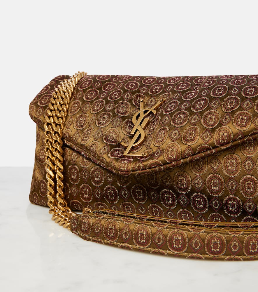 Saint Laurent Calypso Small Jacquard Shoulder Bag In Green