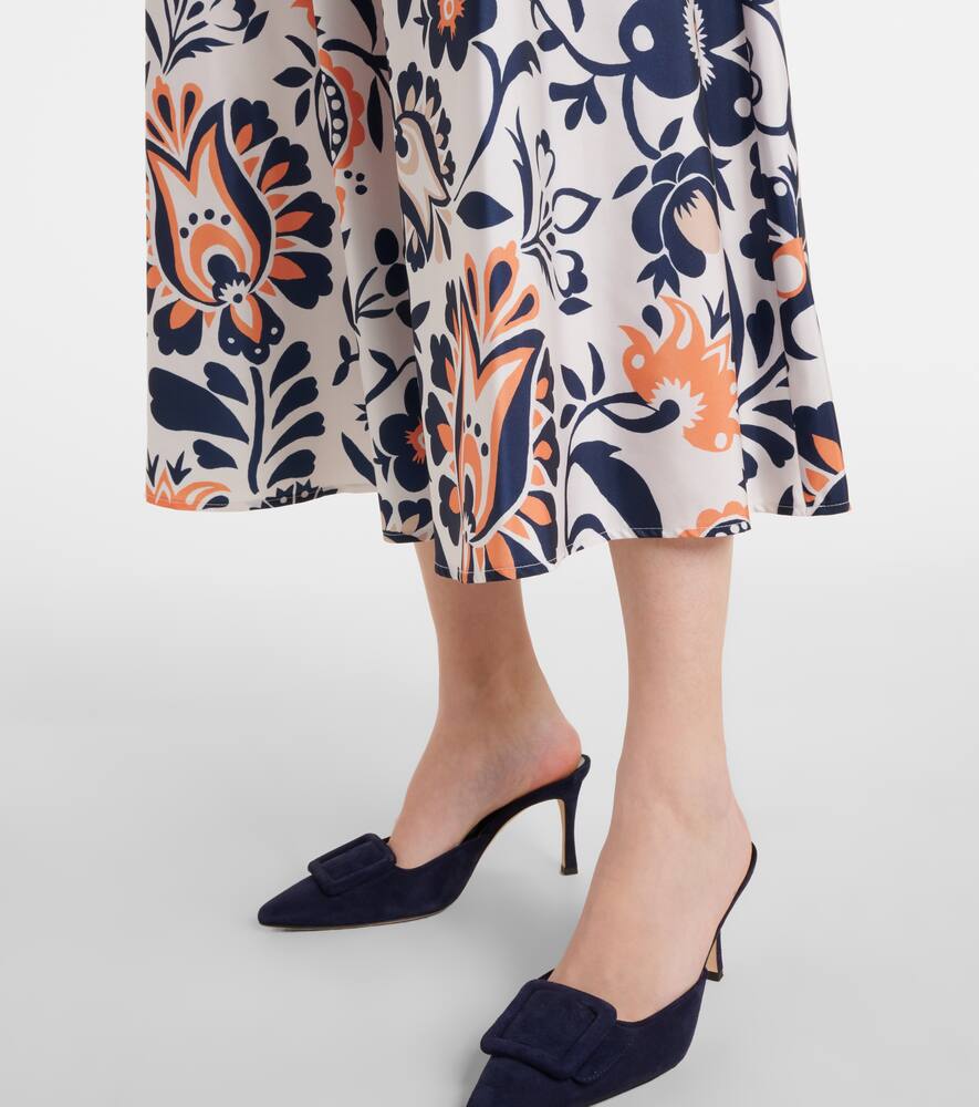 La Doublej Printed Satin Midi Skirt In Multi
