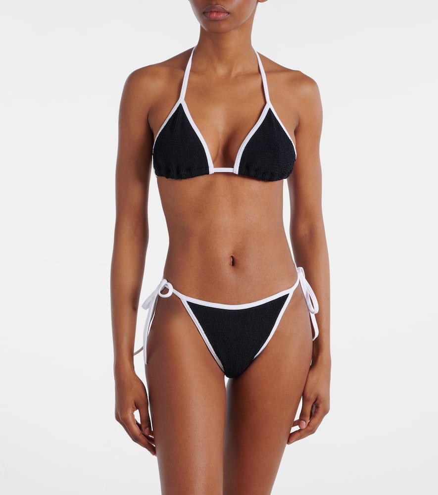 Hunza G Gina Textured Triangle Bikini With Sporty Contrast In Black