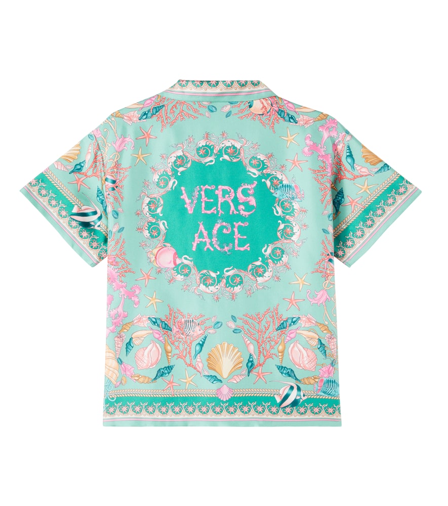 Versace Underwater Barocco Silk Twill Shirt In Multi