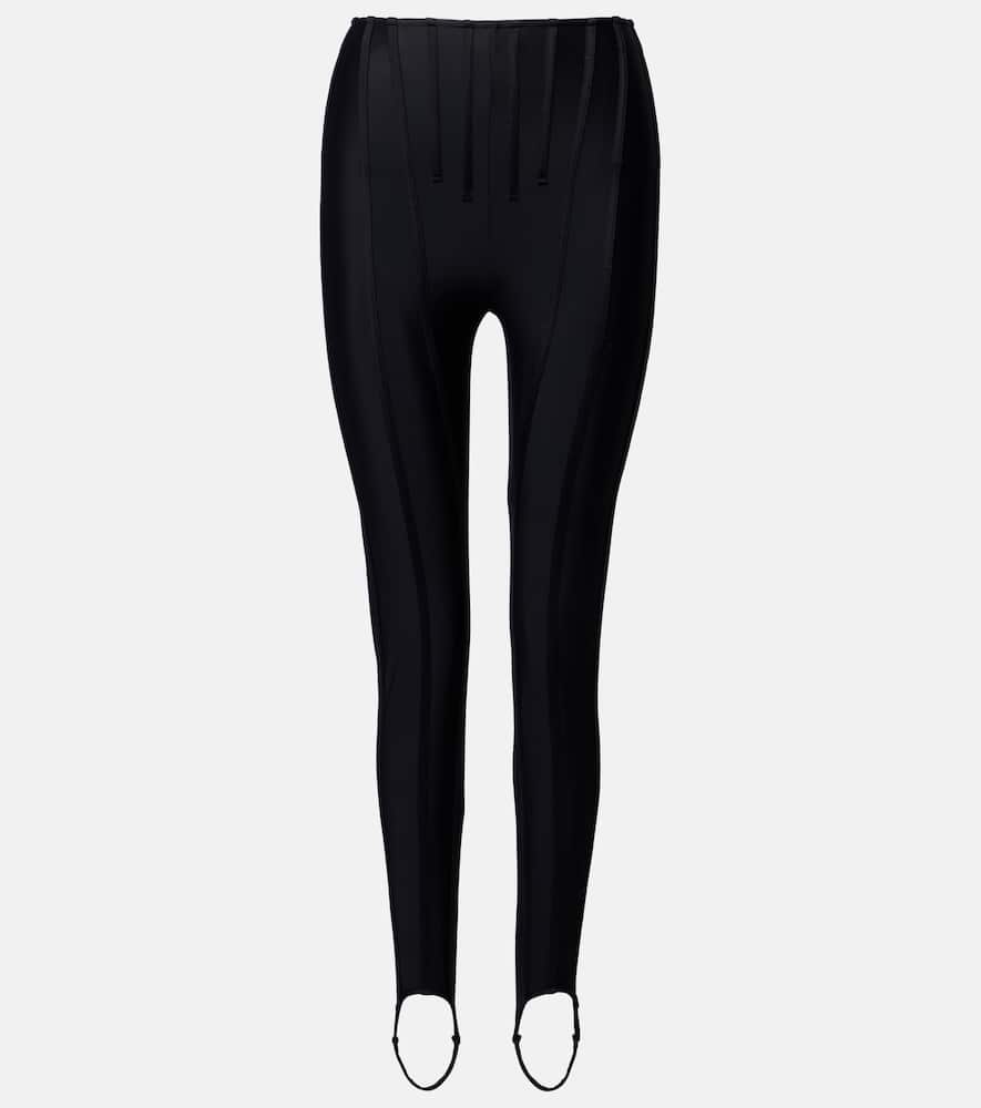 Mugler Paneled Stirrup Leggings In Black