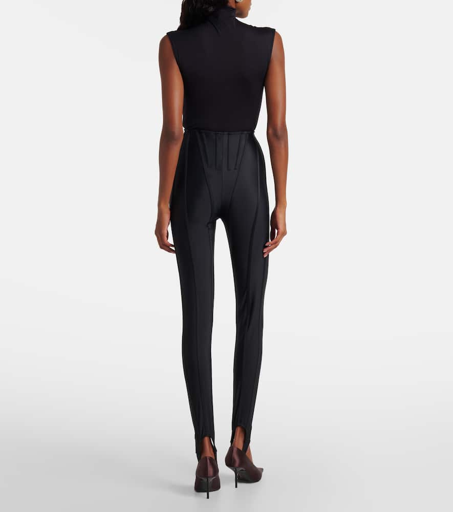 Mugler Paneled Stirrup Leggings In Black