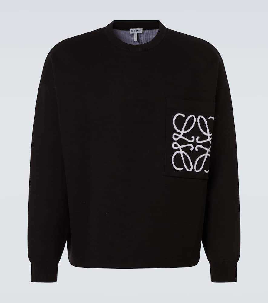 Loewe Logo-intarsia Cotton-blend Knit Sweatshirt In Black
