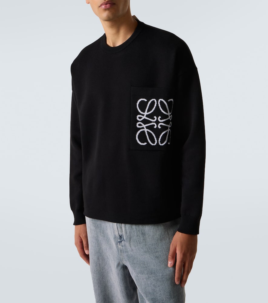 Loewe Logo-intarsia Cotton-blend Knit Sweatshirt In Black