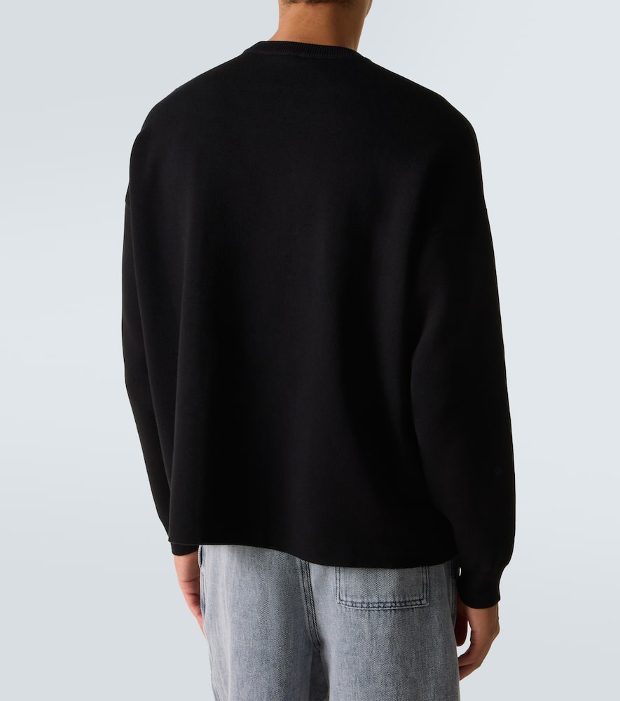 Loewe Logo-intarsia Cotton-blend Knit Sweatshirt In Black