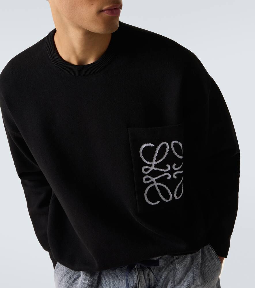 Loewe Logo-intarsia Cotton-blend Knit Sweatshirt In Black