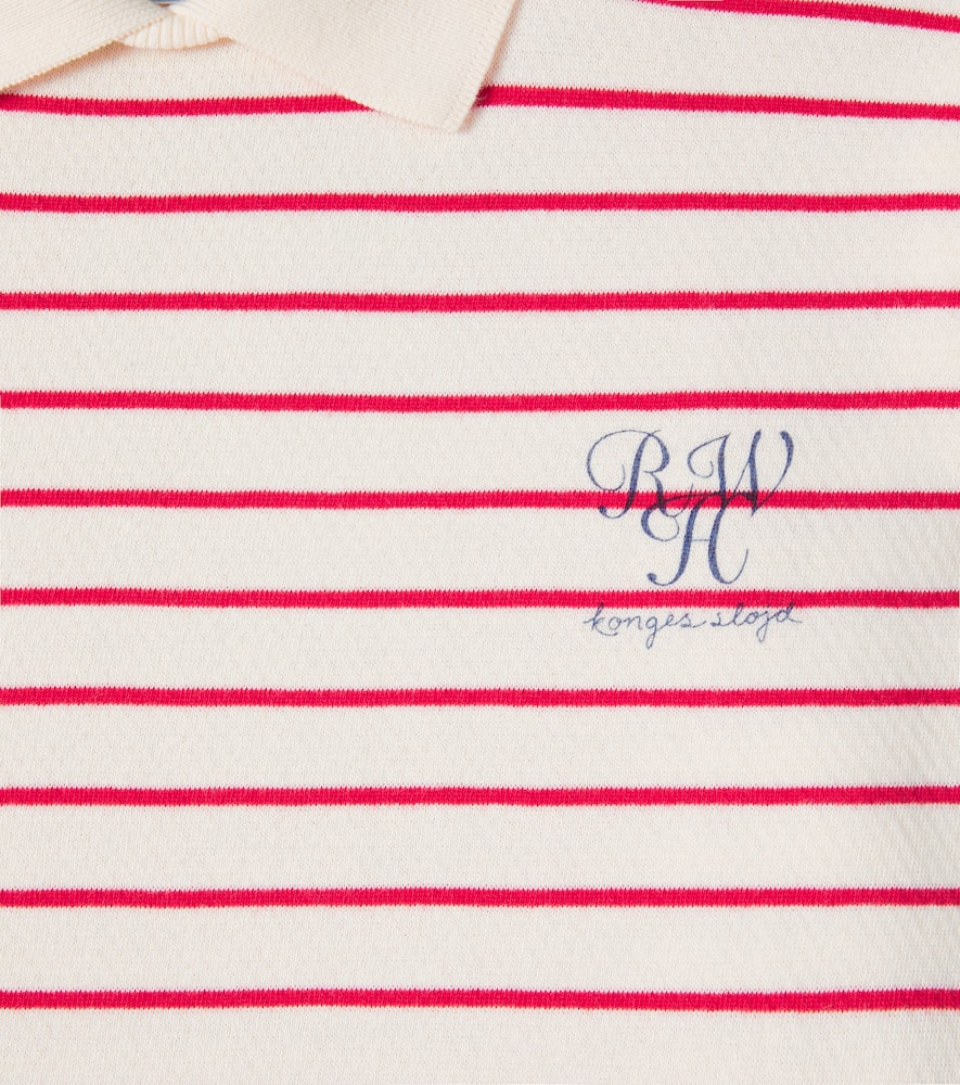 Konges Sløjd X Rhw Largo Striped Cotton Polo Sweater In White