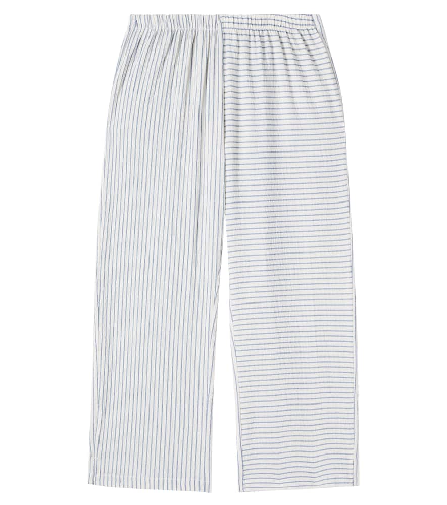 Konges Sløjd Konges Slojd Duo Striped Cotton Seersucker Pants In Blue