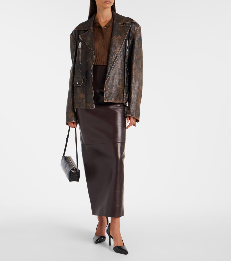 Khaite Loxley leather maxi skirt