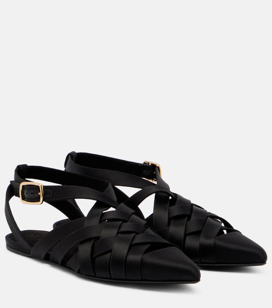 Loro Piana Silene Satin Sandals In Black