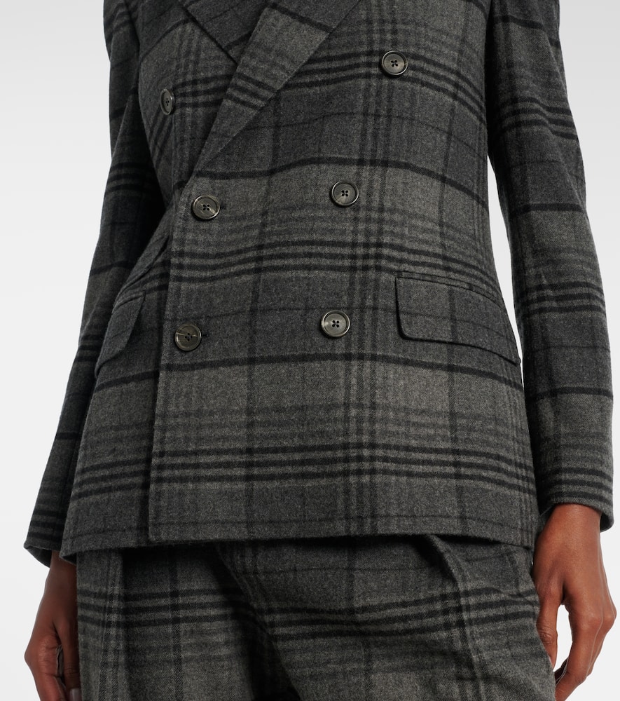 Ralph Lauren Kent Double-breasted Checked Wool Blazer In Gray