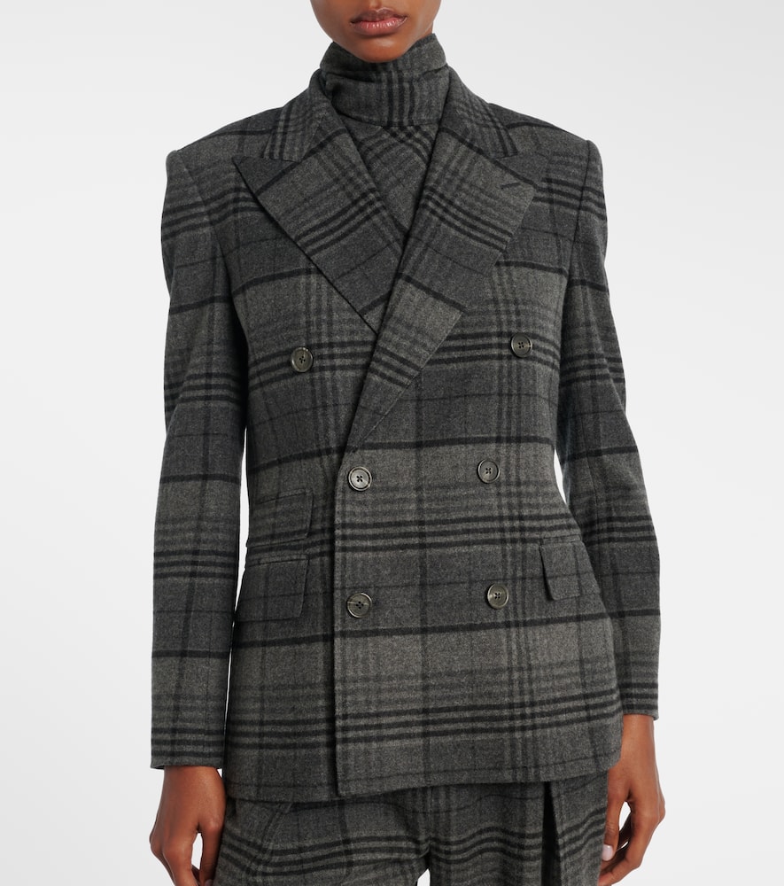 Ralph Lauren Kent Double-breasted Checked Wool Blazer In Gray