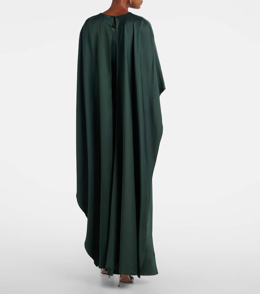 Simkhai Izel Cape-effect Satin Gown In Green