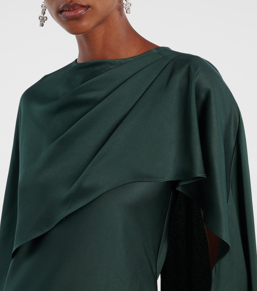 Simkhai Izel Cape-effect Satin Gown In Green
