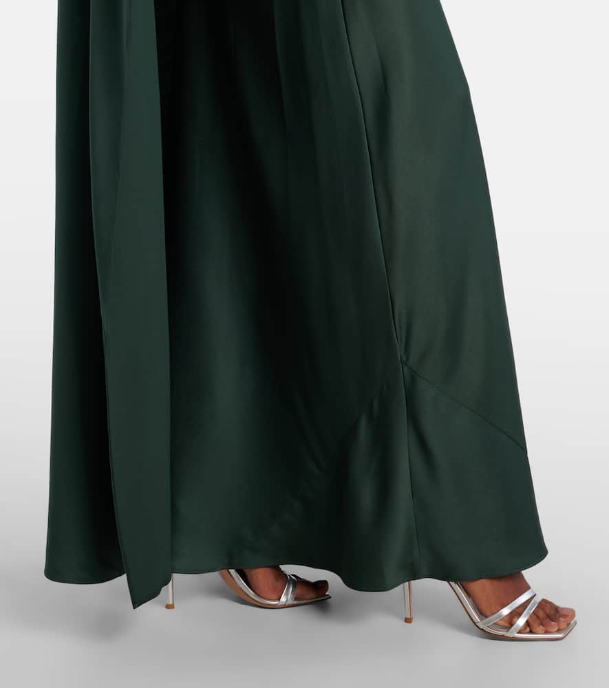 Simkhai Izel Cape-effect Satin Gown In Green