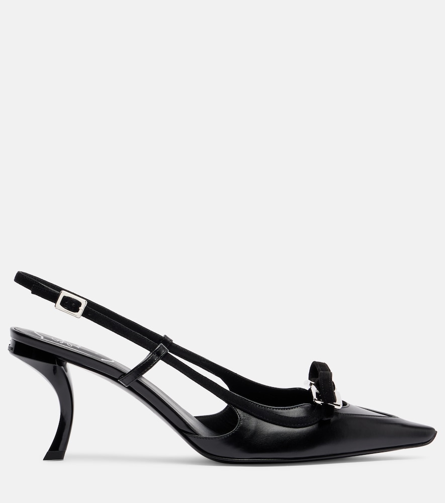  Roger Vivier Roger Vivier Virgule 75 Leather Slingback Pumps 